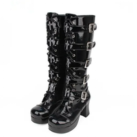 Funki Buys | Boots | Women's Punk Motorcycle Boots | Cross and Buckle