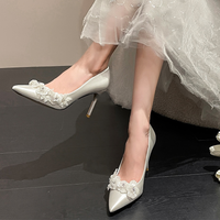 Funki Buys | Shoes | Women's Luxury Pearl Flowers Satin Wedding Pumps | Stilettos