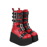 Funki Buys | Boots | Women's Gothic Buckle Strap Biker Boots