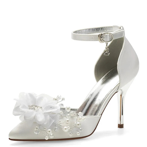 Funki Buys | Shoes | Women's Satin Pearl High Heel Bridal Shoe