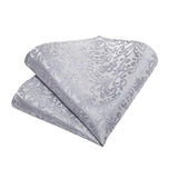 Funki Buys | Neckties | Men's 3pcs Silk Silver Floral Tie Set