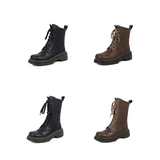 Funki Buys | Boots | Women's Brown Lace Up Calf Combat Boot