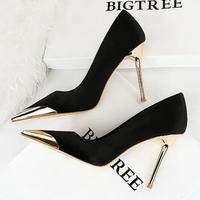 Funki Buys | Shoes | Women's Velvet Stilettos Metal Toe Heel