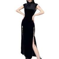 Funki Buys | Dresses | Women's Gothic Punk Velvet Bandage Spilt Dress