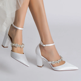 Funki Buys | Shoes | Women's Satin Crystal Bridal Prom Shoes | Formal