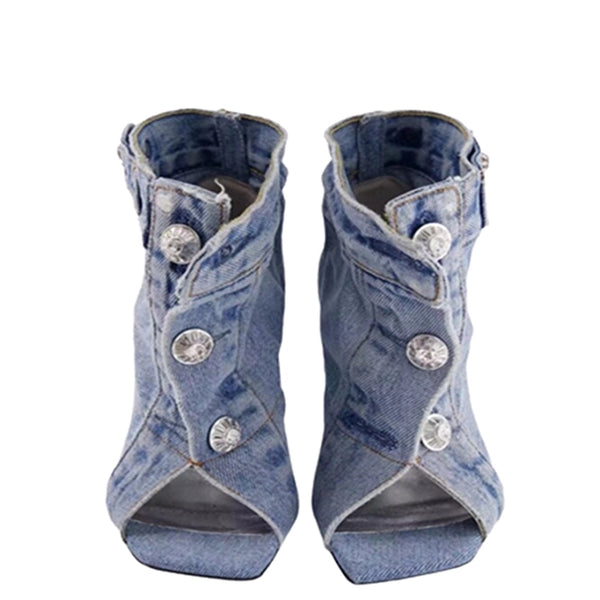 Funki Buys | Shoes | Women's Quirky Denim High Heel Shoes