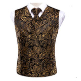 Funki Buys | Vests | Men's 4 Pcs Dark Gold Paisley Tie Set