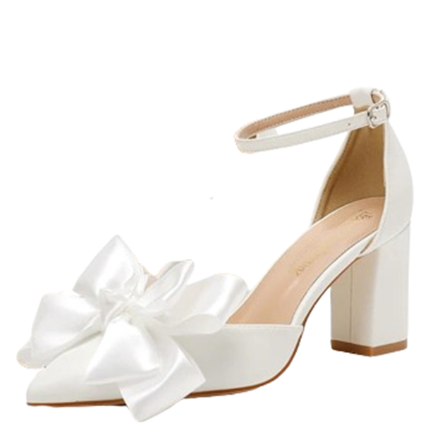 Funki Buys | Shoes | Women's Satin Bow Wedding Block Heels