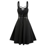 Funki Buys | Dresses | Women's Gothic Punk Lace Up Dress | A Line