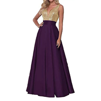 Funki Buys | Dresses | Women's Satin Sequin Evening Dress