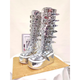 Funki Buys | Boots | Women's Silver Buckle Strap Platform Boots