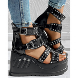 Funki Buys | Shoes | Women's Platform Stud Rivet Wedge Sandals