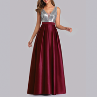 Funki Buys | Dresses | Women's Satin Sequin Evening Dress