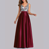 Funki Buys | Dresses | Women's Satin Sequin Evening Dress
