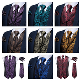 Funki Buys | Vests | Men's 4 Pcs Formal Silk Paisley Tie Vest Set