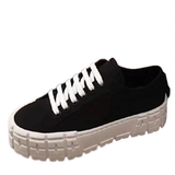 Funki Buys | Shoes | Women's Thick Heeled Canvas Sneakers