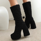 Funki Buys | Boots | Women's Knee-High Fuzzy Platform Boots