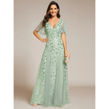 Funki Buys | Robes | Robe longue en dentelle à sequins pour femme
