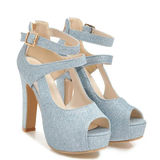 Funki Buys | Shoes | Women's Sequin Peep Toe Platform Sandal