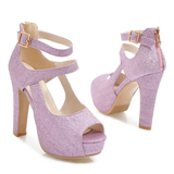 Funki Buys | Shoes | Women's Sequin Peep Toe Platform Sandal
