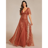 Funki Buys | Robes | Robe longue en dentelle à sequins pour femme