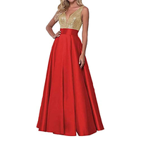 Funki Buys | Dresses | Women's Satin Sequin Evening Dress