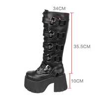 Funki Buys | Boots | Women's Harajuku Wide Buckle Boots