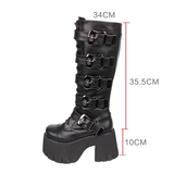 Funki Buys | Boots | Women's Harajuku Wide Buckle Boots