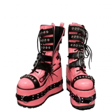 Funki Buys | Boots | Women's Pink Platform Belt Buckle Boots