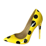 Funki Buys | Shoes | Women's Yellow Black Polka Dot Heels