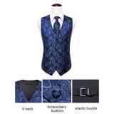Funki Buys | Vests | Men's 4 Pcs Silk Slim Fashion Waistcoat Sets
