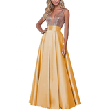 Funki Buys | Dresses | Women's Sequin Satin Evening Dress