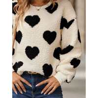 Funki Buys | Sweaters | Women's Warm Plush Pullover | Fuzzy Heart