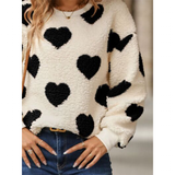 Funki Buys | Sweaters | Women's Fuzzy Heart Winter Sweatshirt