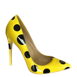 Funki Buys | Shoes | Women's Yellow Black Polka Dot Heels