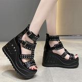Funki Buys | Shoes | Women's Gothic Platform Rivet Sandals | Wedges