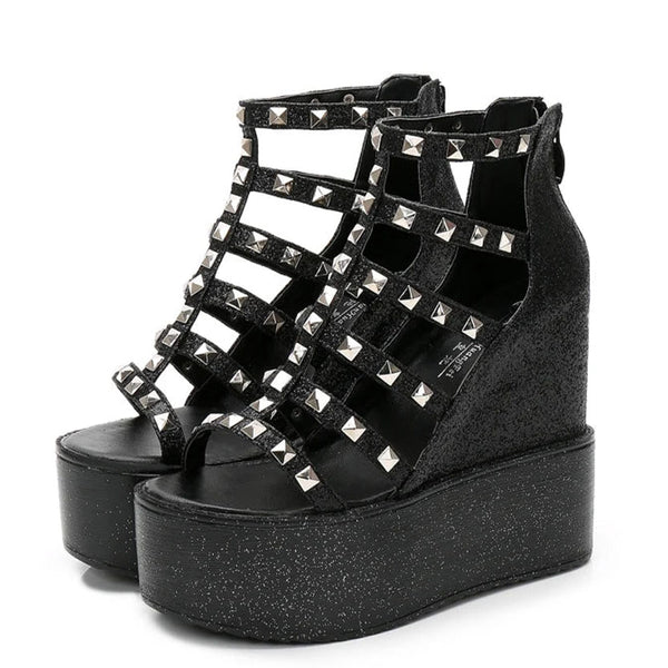 Funki Buys | Shoes | Women's Rivet Platform Gladiator Sandals