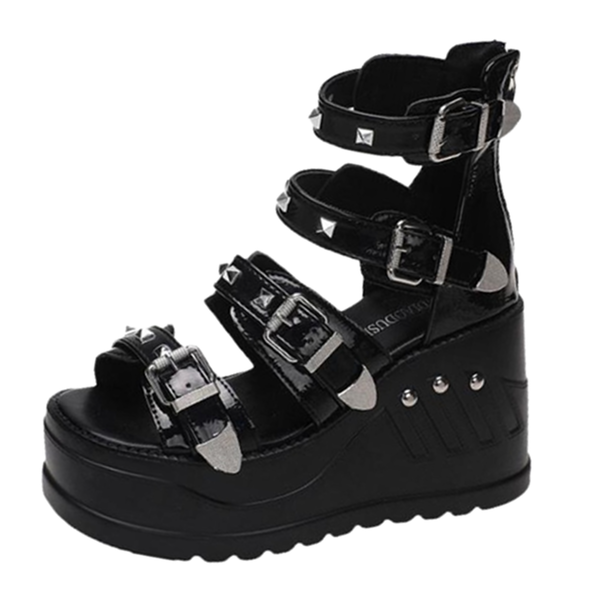 Funki Buys | Shoes | Women's Gothic Platform Studded Sandals | Wedges