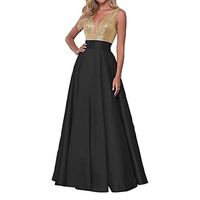 Funki Buys | Dresses | Women's Satin Sequin Evening Dress