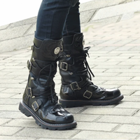 Funki Buys | Boots | Men's Knee-High Combat Motorcycle Boots