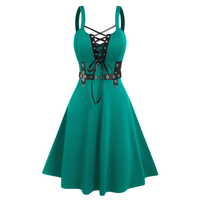 Funki Buys | Dresses | Women's Gothic Punk Lace Up Dress | A Line