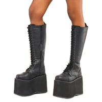 Funki Buys | Boots | Women's Red Buckle Strap Platform Boots