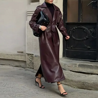 Funki Buys | Jackets | Women's Extra Long Faux Leather Coat