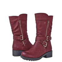 Funki Buys | Boots | Women's Biker Boot | Zipper Buckle Boots