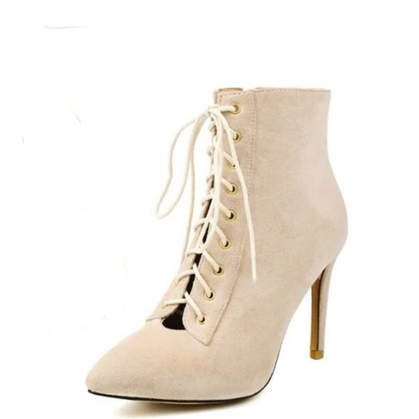Funki Buys | Boots | Women's Suede Lace Up Stiletto Short Boot