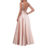 Funki Buys | Dresses | Women's Satin Sequin Evening Dress