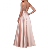 Funki Buys | Dresses | Women's Satin Sequin Evening Dress