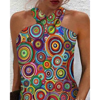 Funki Buys | Dresses | Geometric Print Cross Halter Casual Summer Mini