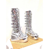 Funki Buys | Boots | Women's Silver Buckle Strap Platform Boots