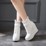 Funki Buys | Boots | Women's Lace Top Platform Wedge Ankle Boots